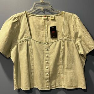 LEVI’S blue and white strip cropped top